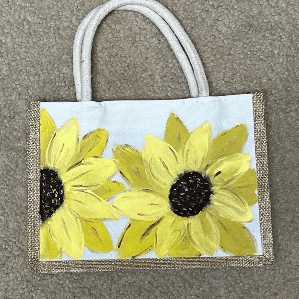 Sunflower Hand Painted Artisan Canvas Tote Bag